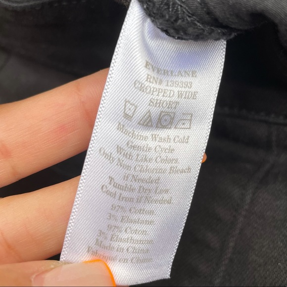 Everlane wide leg cropped black denim jeans 0 - Picture 4 of 6